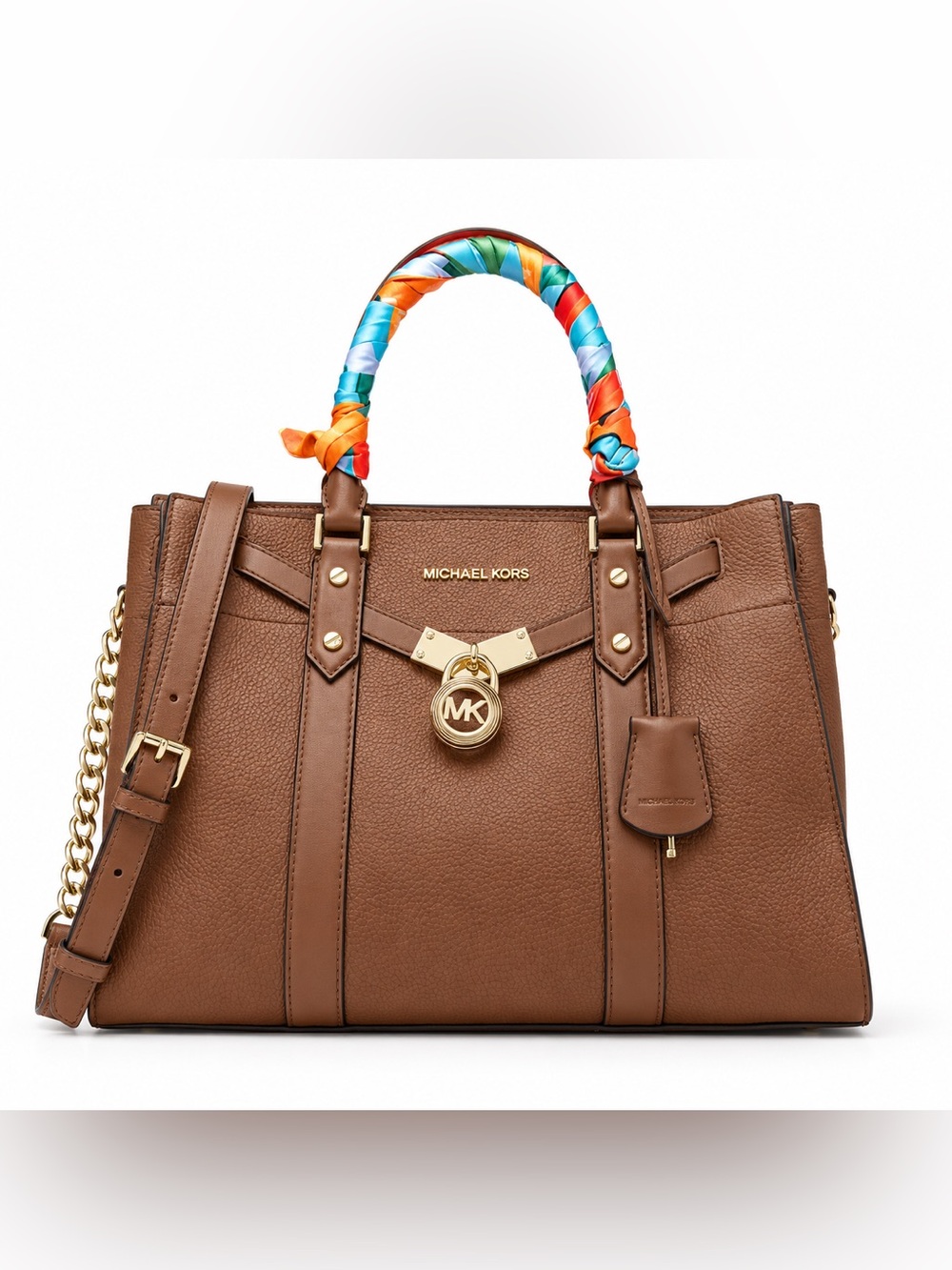 Michael Kors Nouveau Hamilton Large Pebbled Leather Satchel in “Luggage Brown”
